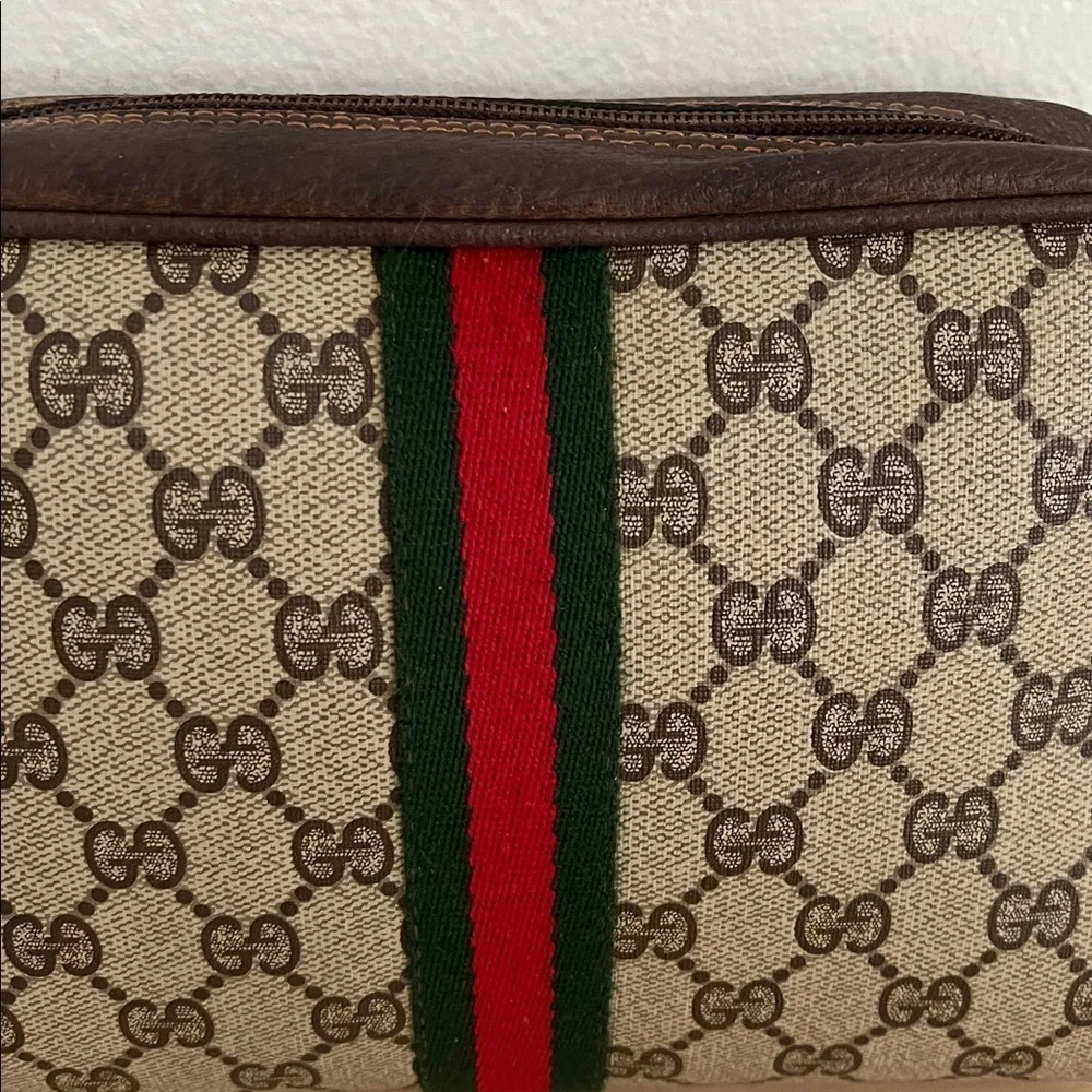 Rare Gucci GG Supreme Sherry Line Cosmetic Pouch Original Interior Late 70s-80
